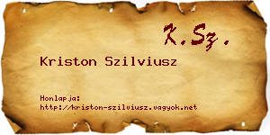 Kriston Szilviusz névjegykártya